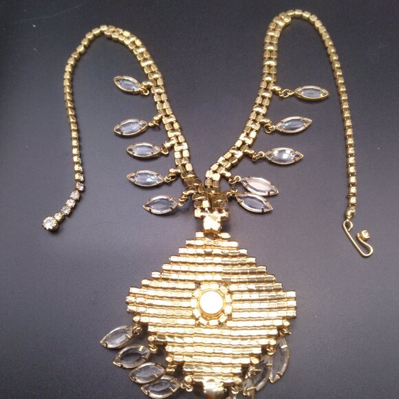 Vintage Juliana D&E Rhinestone Bezel Crystal Necklace Set in Gold Tone - Picture 6 of 10